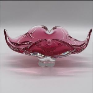 SEGUSO SOMMERSO MURANO HANDBLOWN CRANBERRY PINK GLASS BOWL